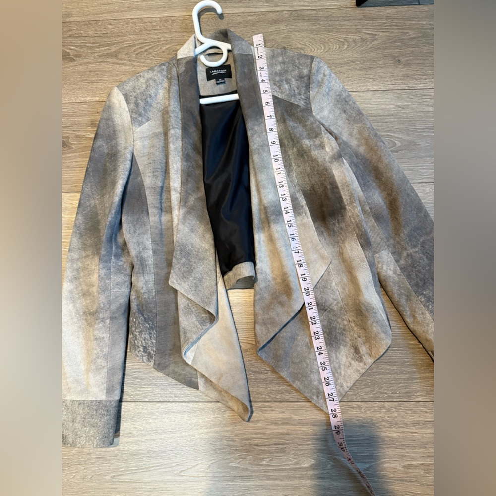 Anthropologie La Marque 1005 Leather Draped Front Jacket - Picture 9 of 12